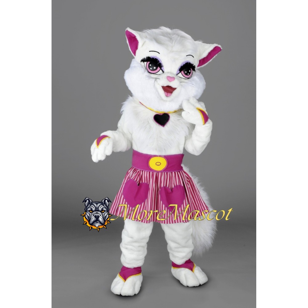 White Cat Girl Mascot Costume
