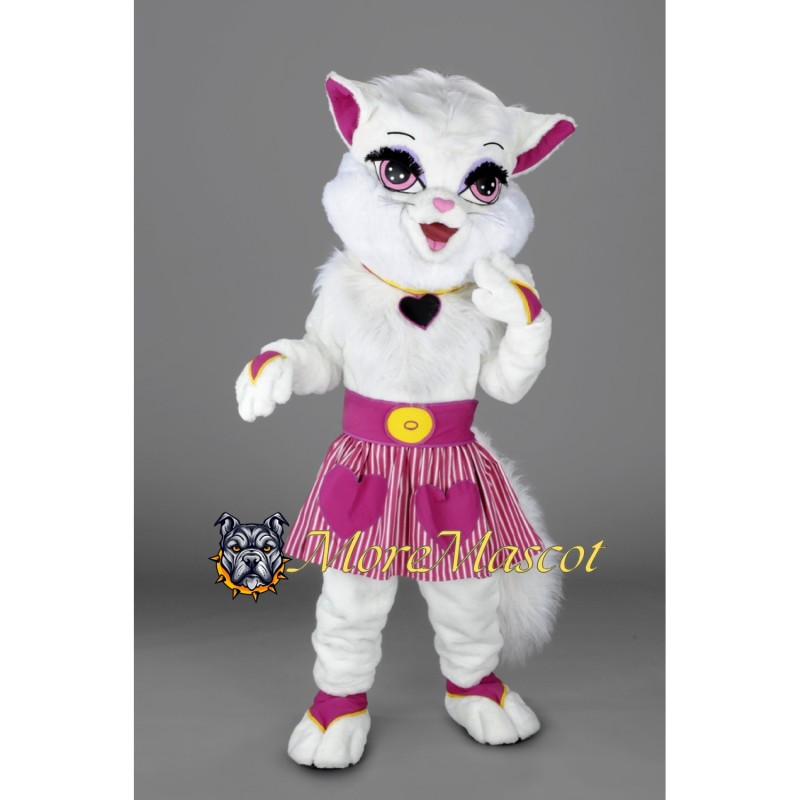 White Cat Girl Mascot Costume