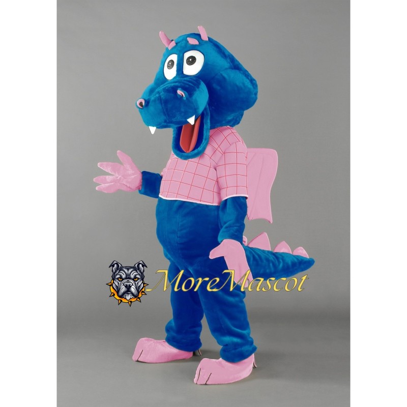 Blue & Pink Dragon Mascot Costume