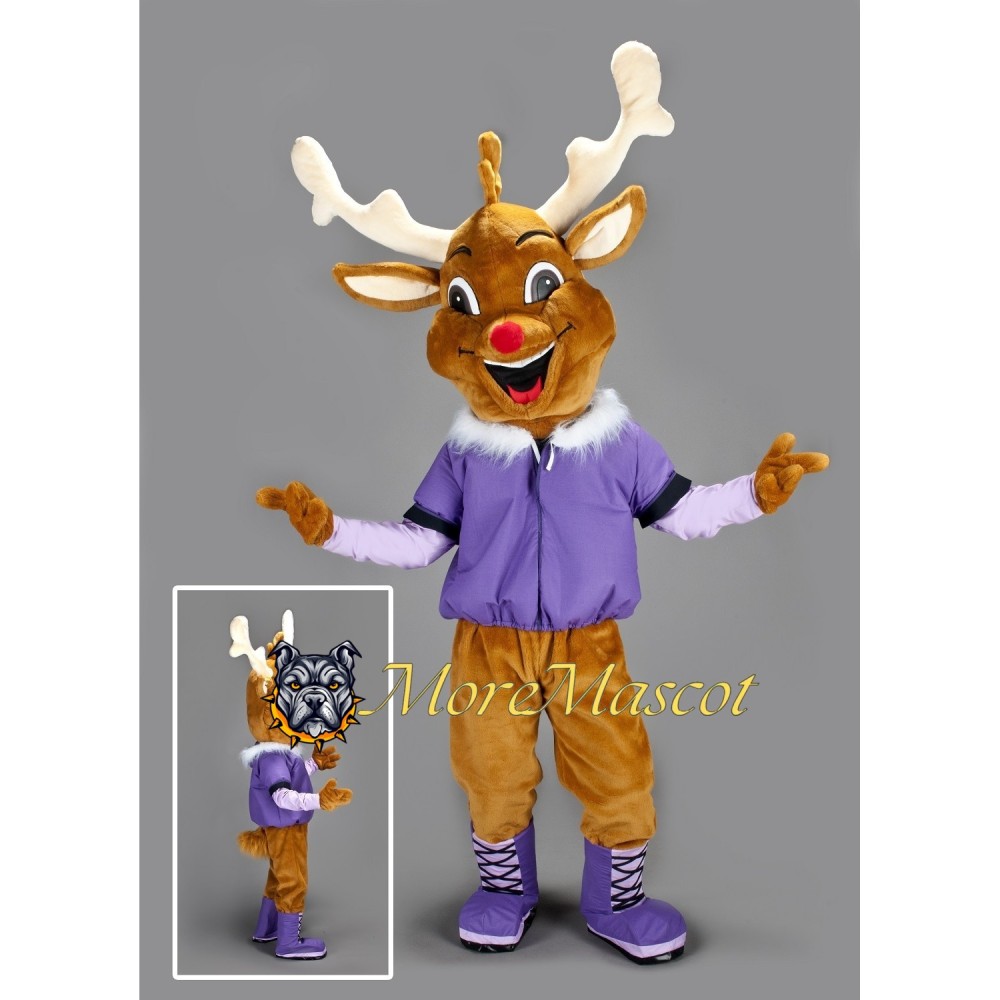 Winter Moose Mascot Costume