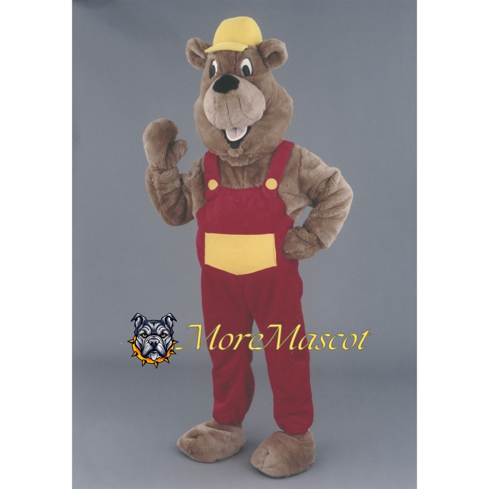 Happy Brown Beaver Mascot Costume