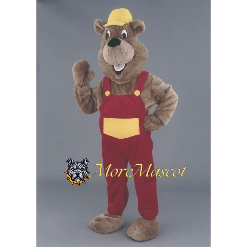 Happy Brown Beaver Mascot Costume