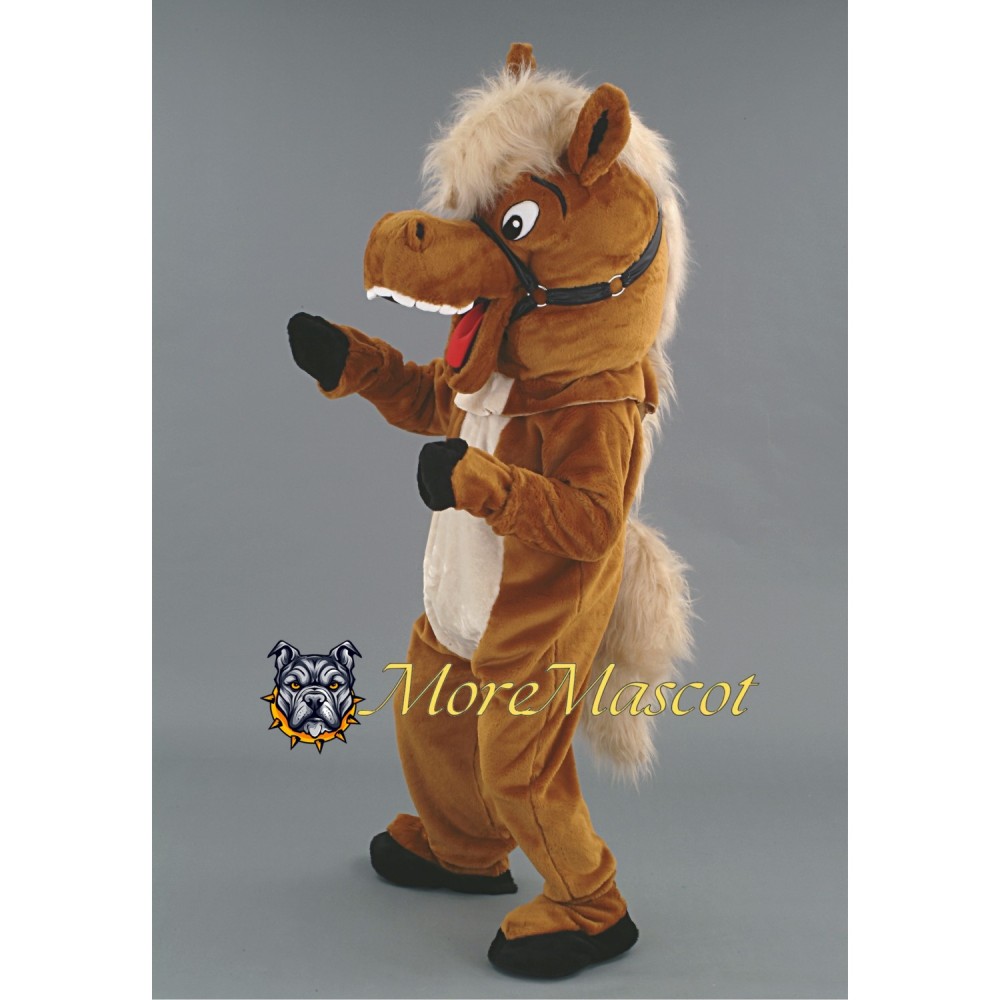Happy Brown Horse Mascot Costume