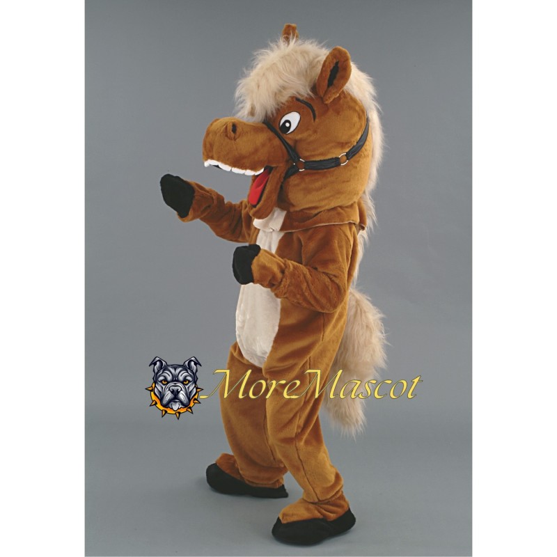 Happy Brown Horse Mascot Costume