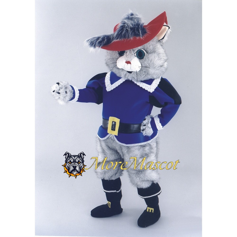 Furry Gray Cat Mascot Costume
