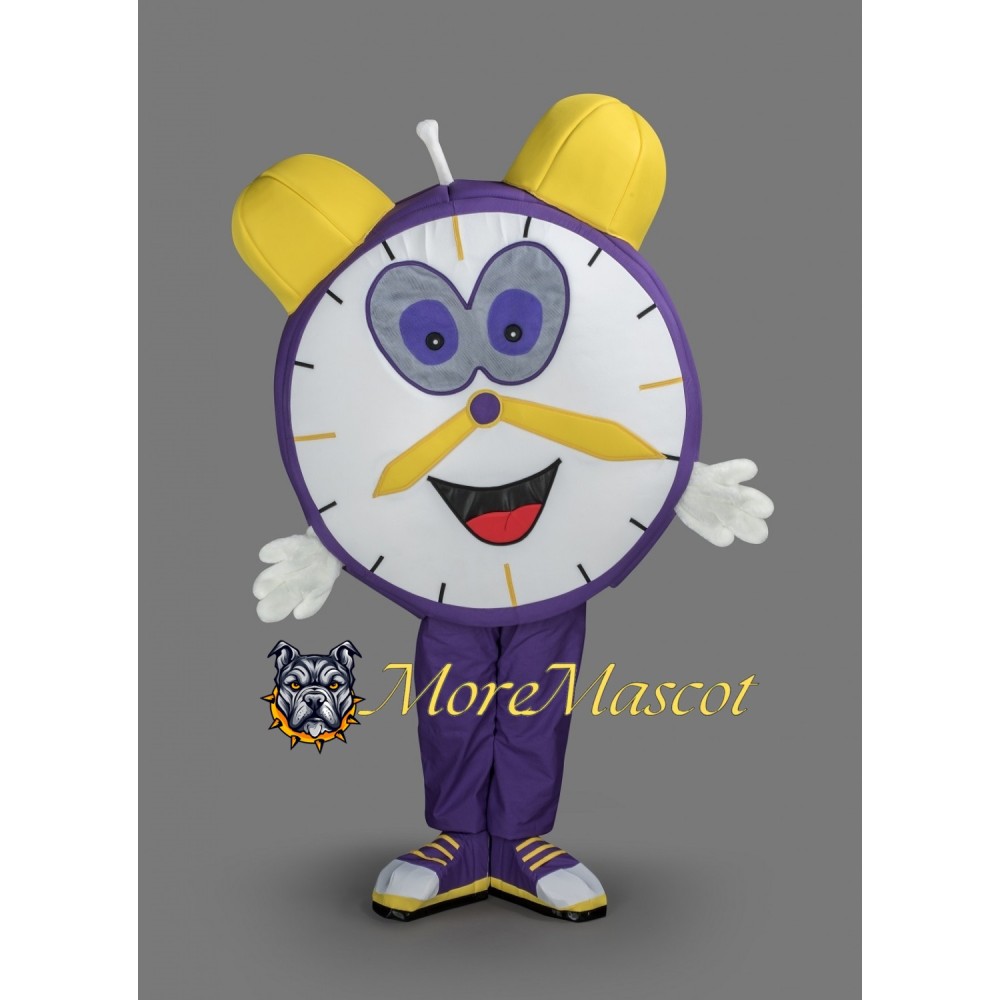 Purple Clock Mascot Costume