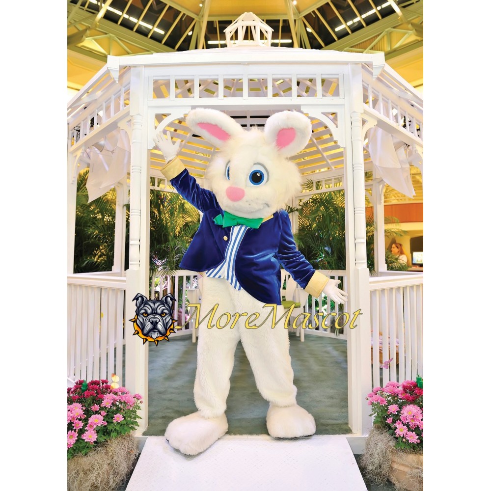 Blue Suit Easter Bunny Mascot Costume