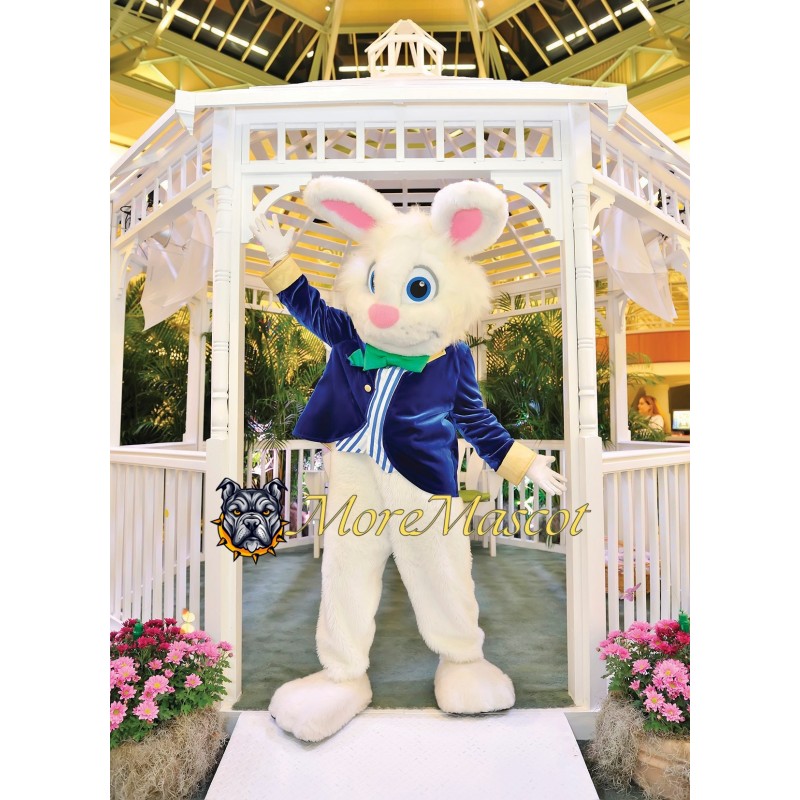 Blue Suit Easter Bunny Mascot Costume