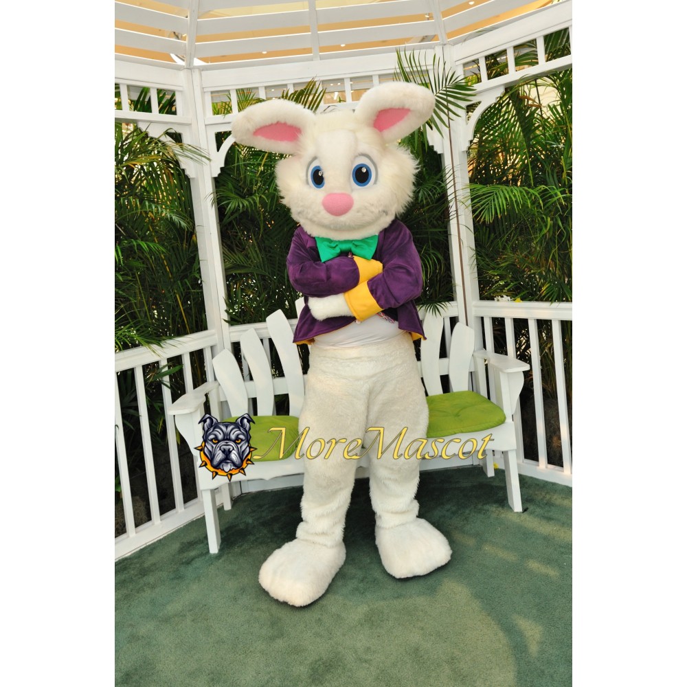 Purple Suit Bunny Mascot Costume