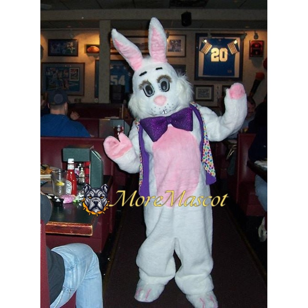 Purple Vest Rabbit Mascot Costume