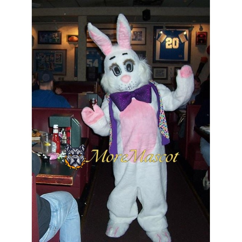 Purple Vest Rabbit Mascot Costume