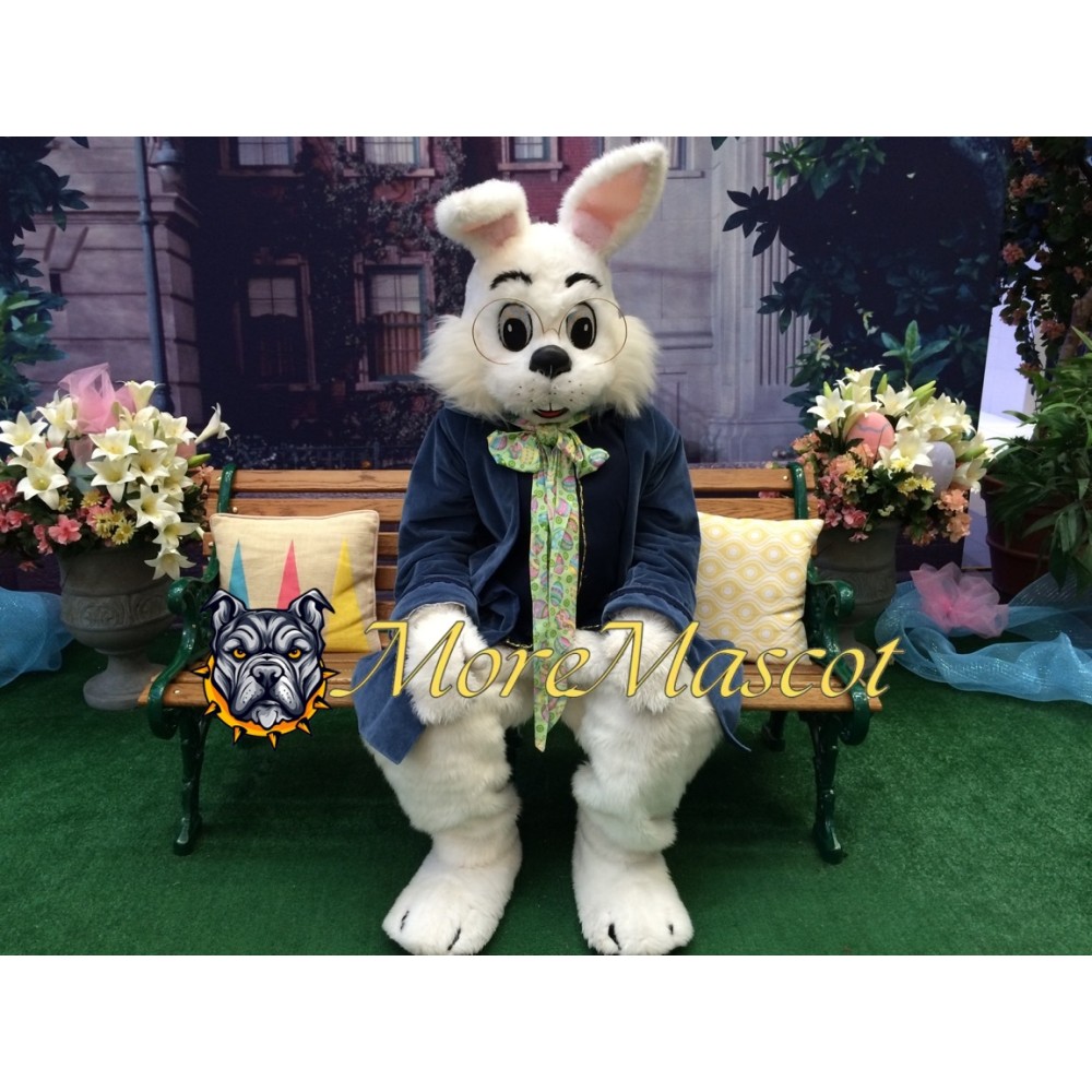 Soft Blue Wendell Rabbit Mascot Costume
