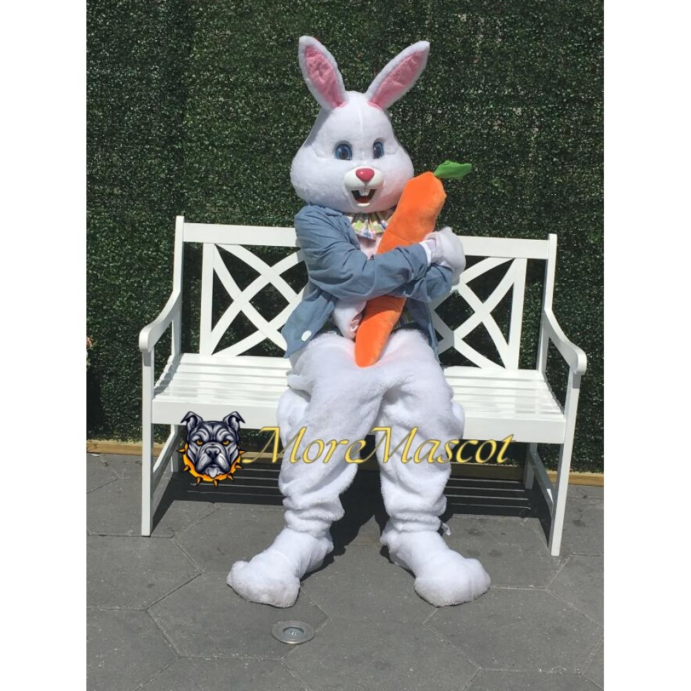 Gray Suit Bunny Mascot Costume