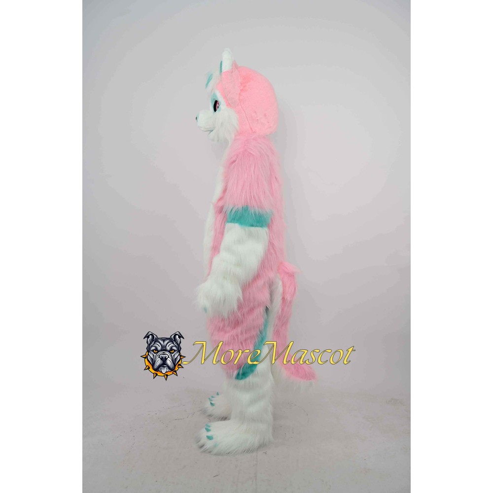 Pink & White Husky Mascot Costume