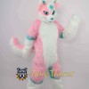 Pink & White Husky Mascot Costume