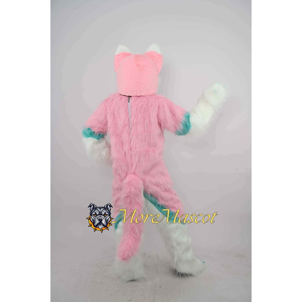 Pink & White Husky Mascot Costume