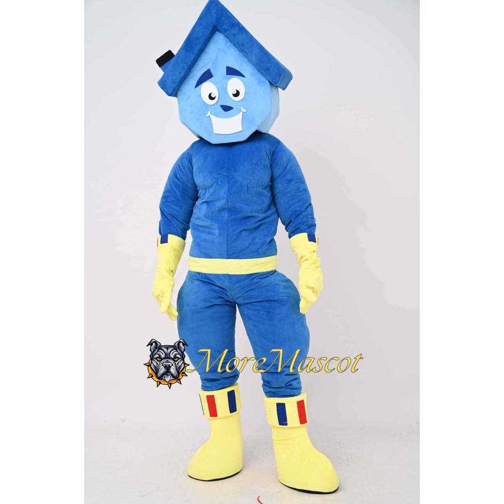 Muscle Blue House Mascot Costume