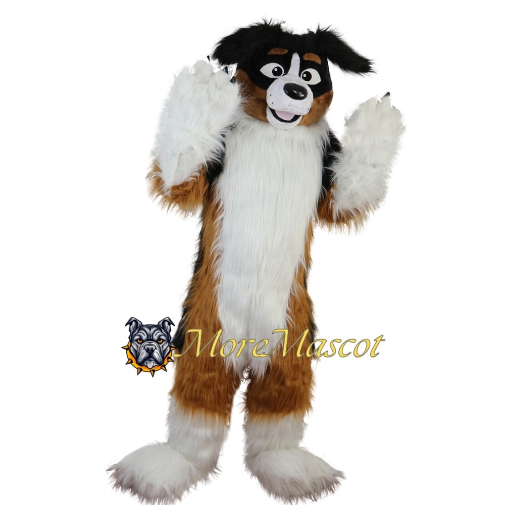 Superb Long Fur Dog Mascot Costume