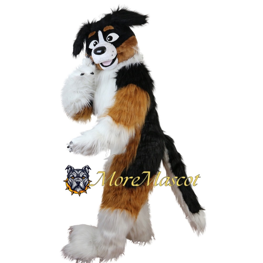 Superb Long Fur Dog Mascot Costume