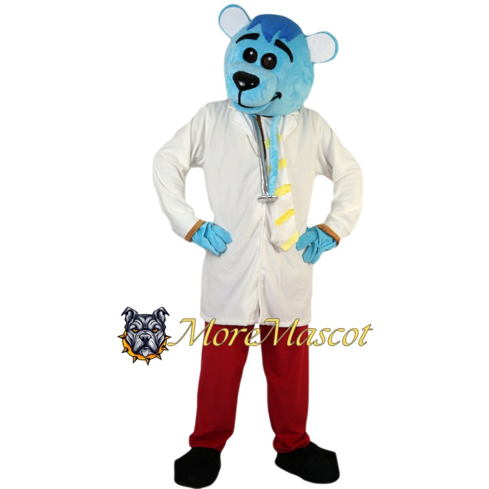 Doctor Blue Bear Mascot Costume
