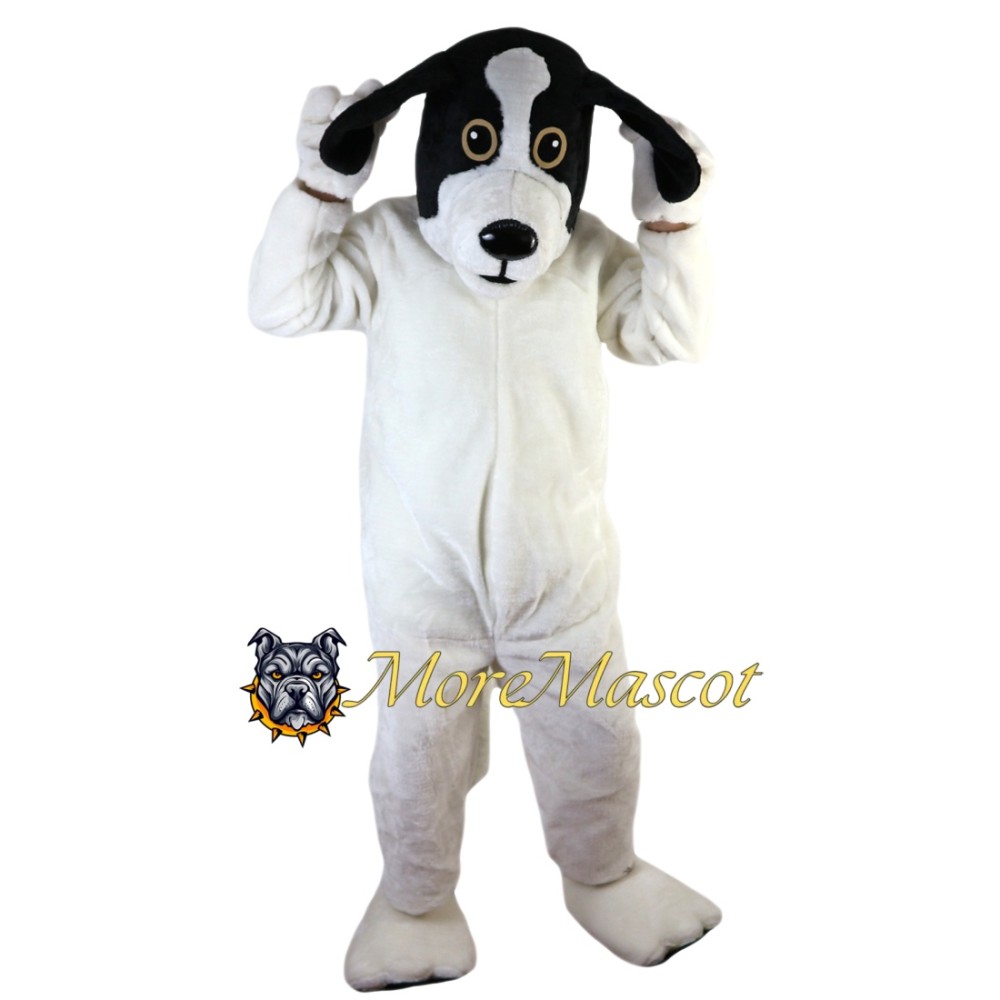 Friendly White Dog Mascot Costume