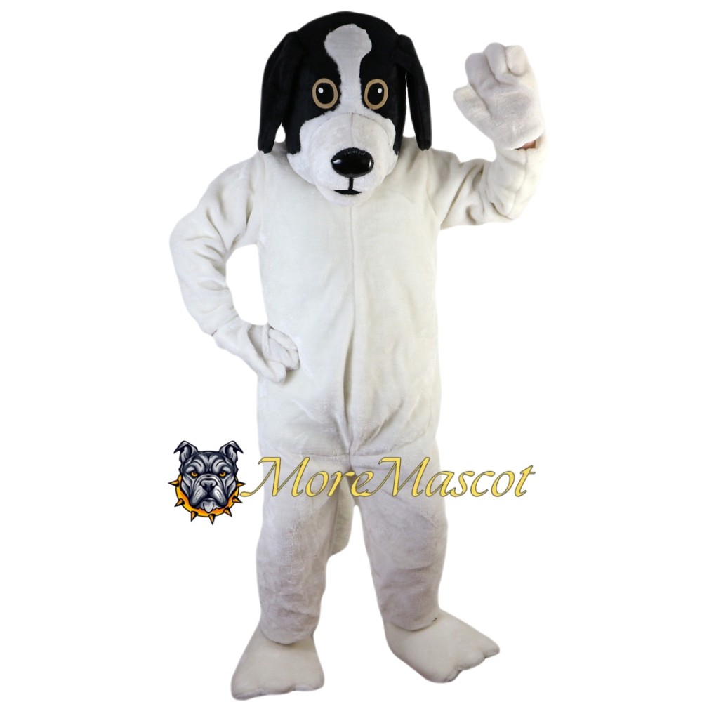 Friendly White Dog Mascot Costume