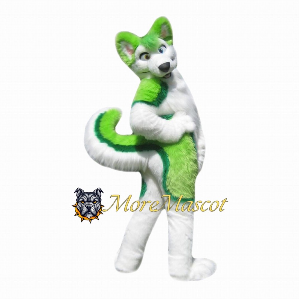 Green & White Husky Mascot Costume
