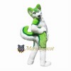 Green & White Husky Mascot Costume
