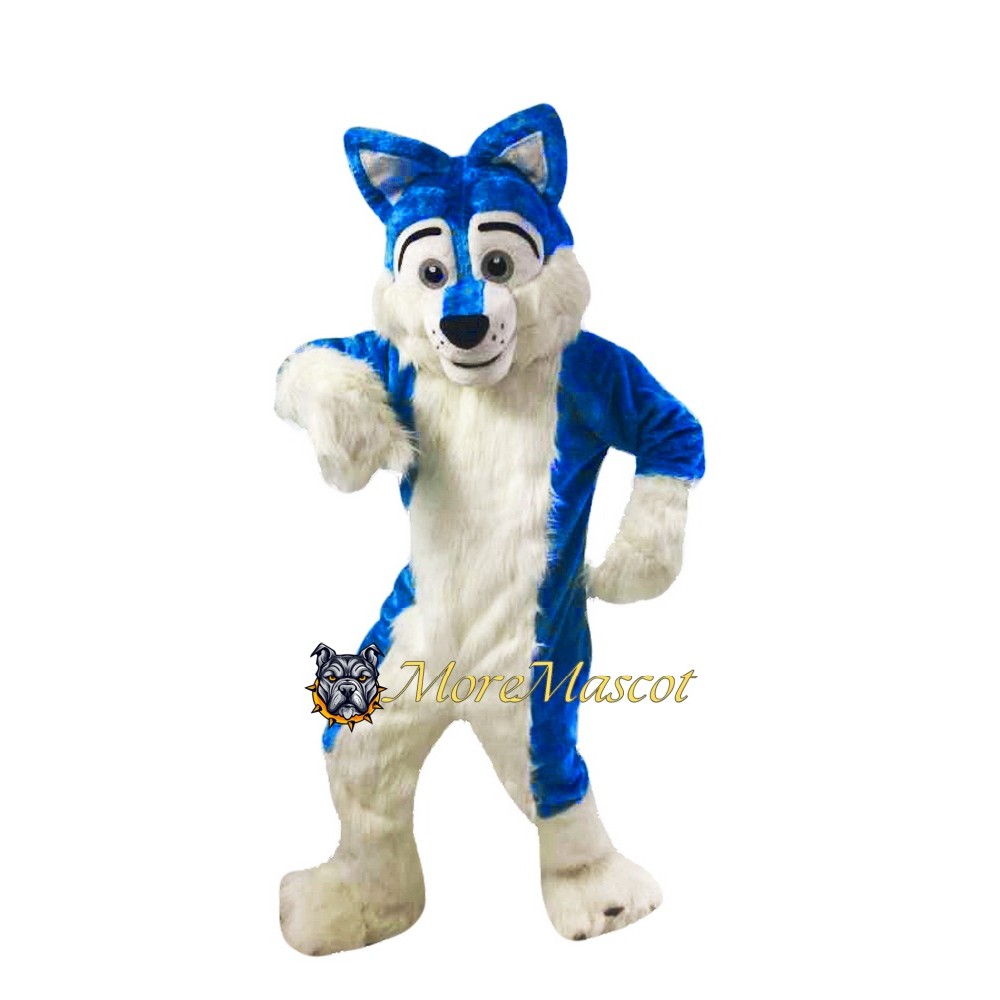 Blue & White Husky Mascot Costume