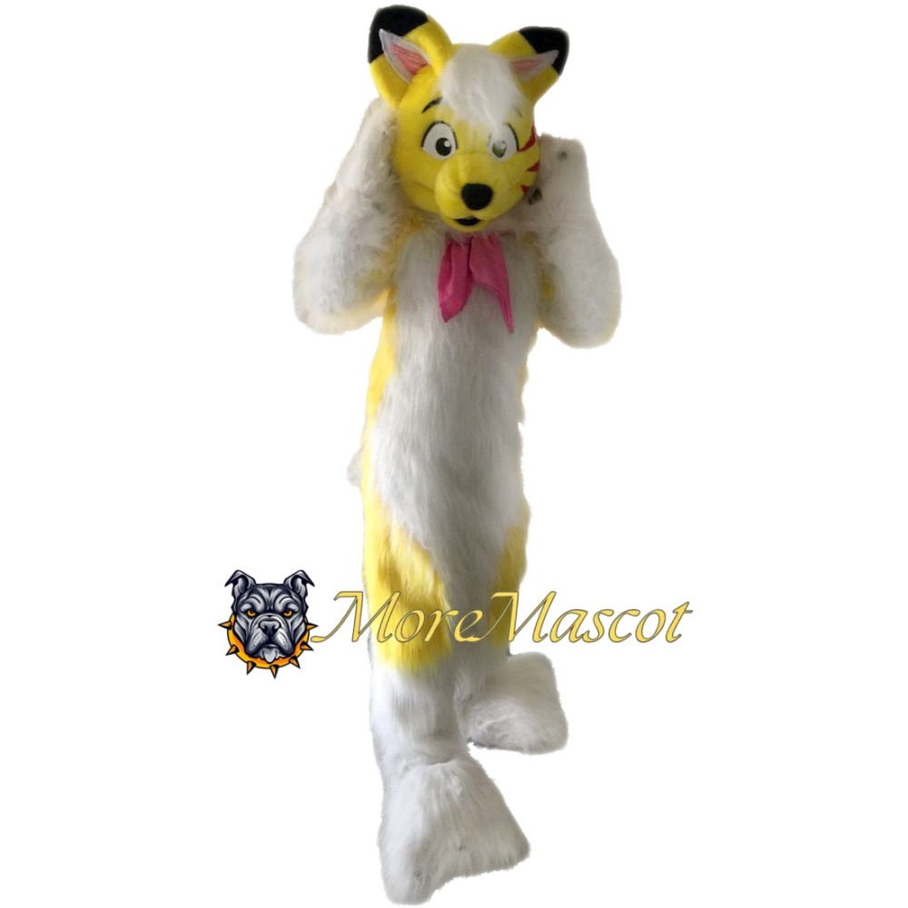 Yellow & White Fox Dog Mascot Costume