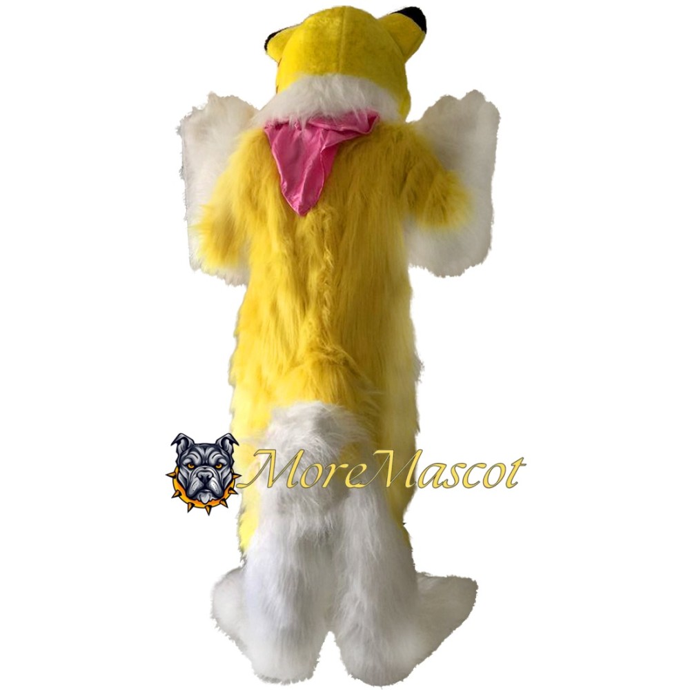 Yellow & White Fox Dog Mascot Costume