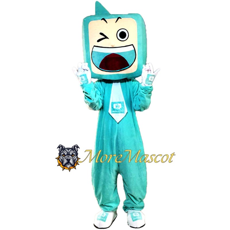 Green Block Mascot Costume