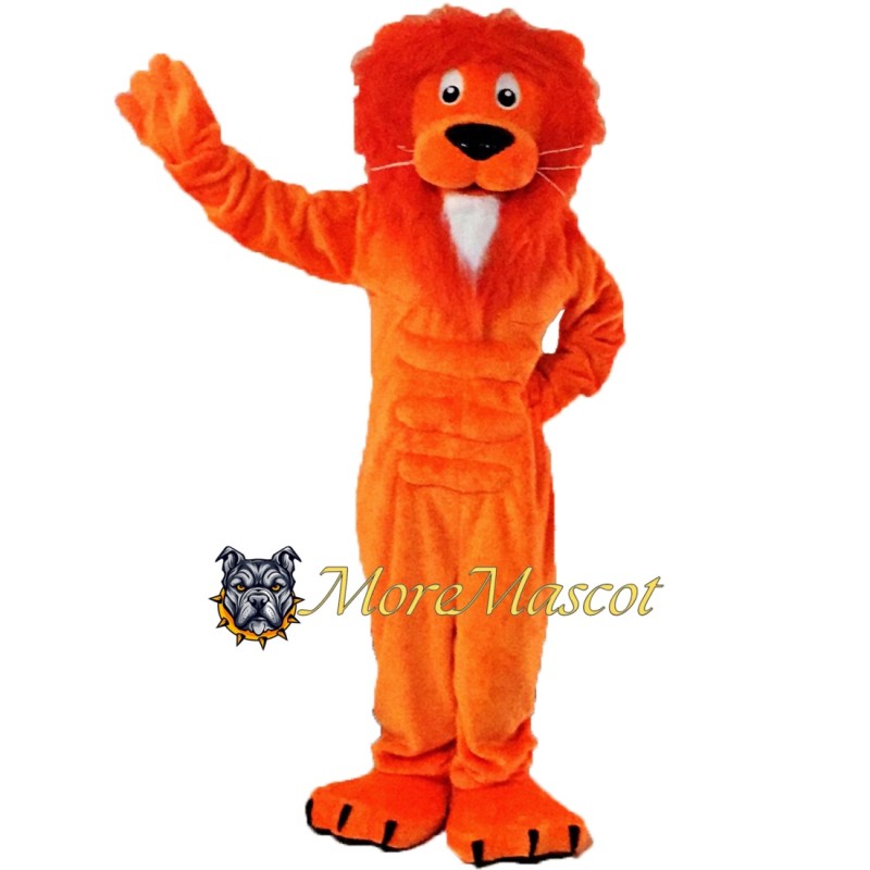 Orange Muscle Lion Mascot Costume