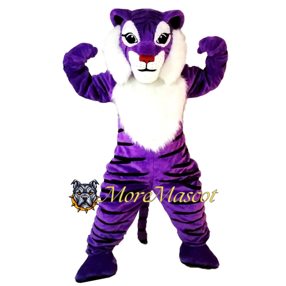 Purple Tiger Mascot Costume