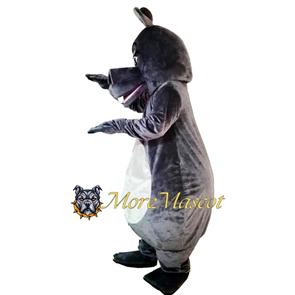 Grey Hippopotamus Mascot Costume