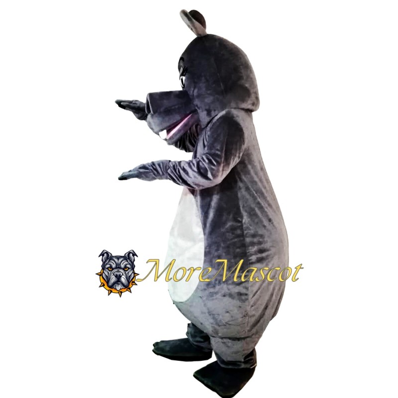 Grey Hippopotamus Mascot Costume