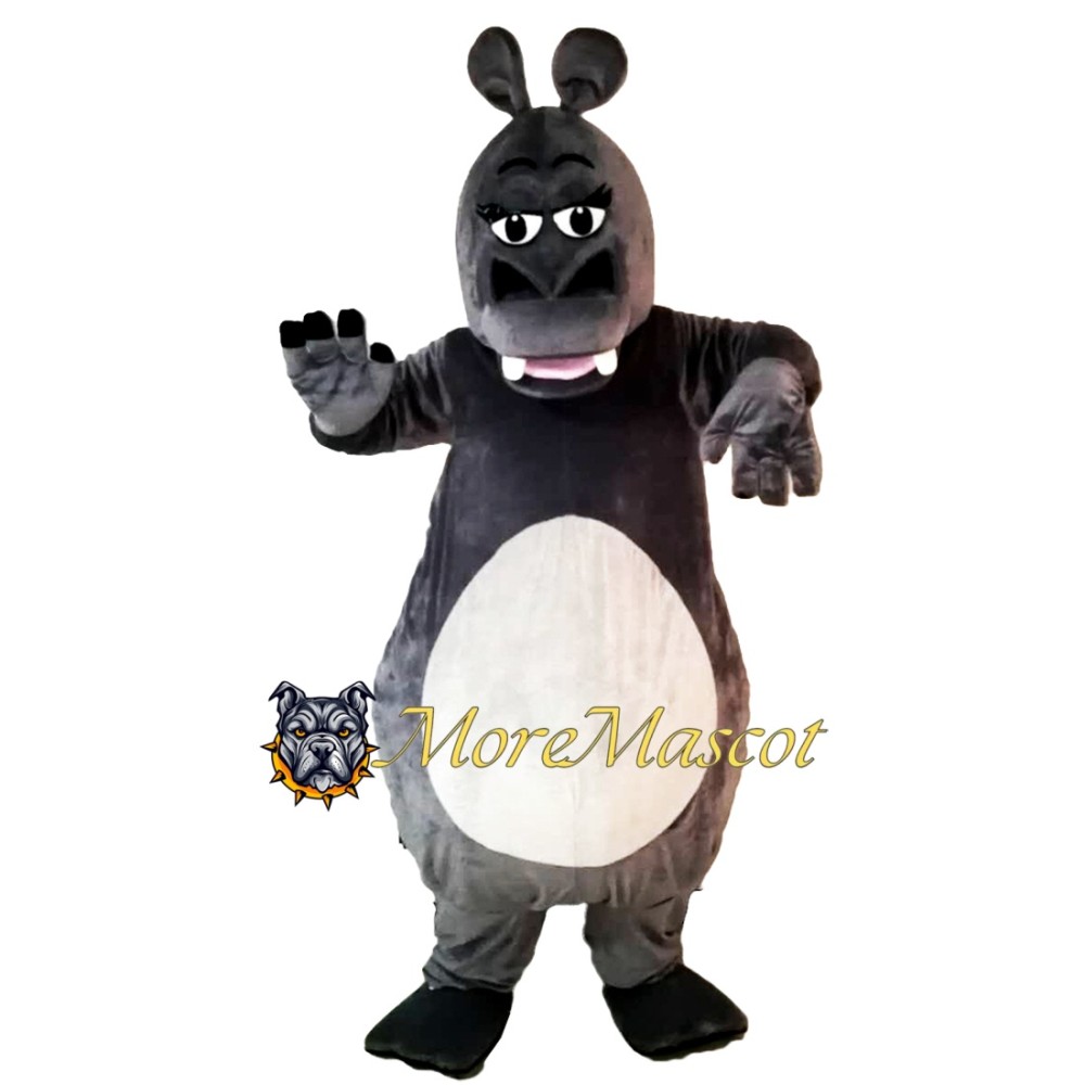 Grey Hippopotamus Mascot Costume