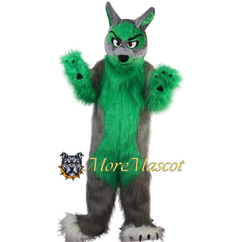 Green & Gray Fox Dog Mascot Costume