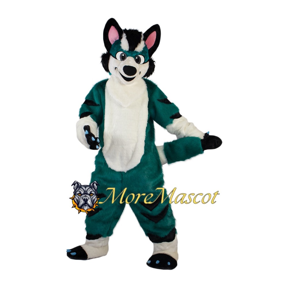 Green & White Fox Dog Mascot Costume