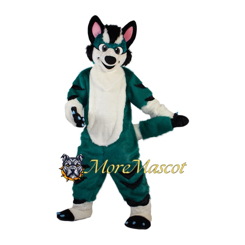 Green & White Fox Dog Mascot Costume