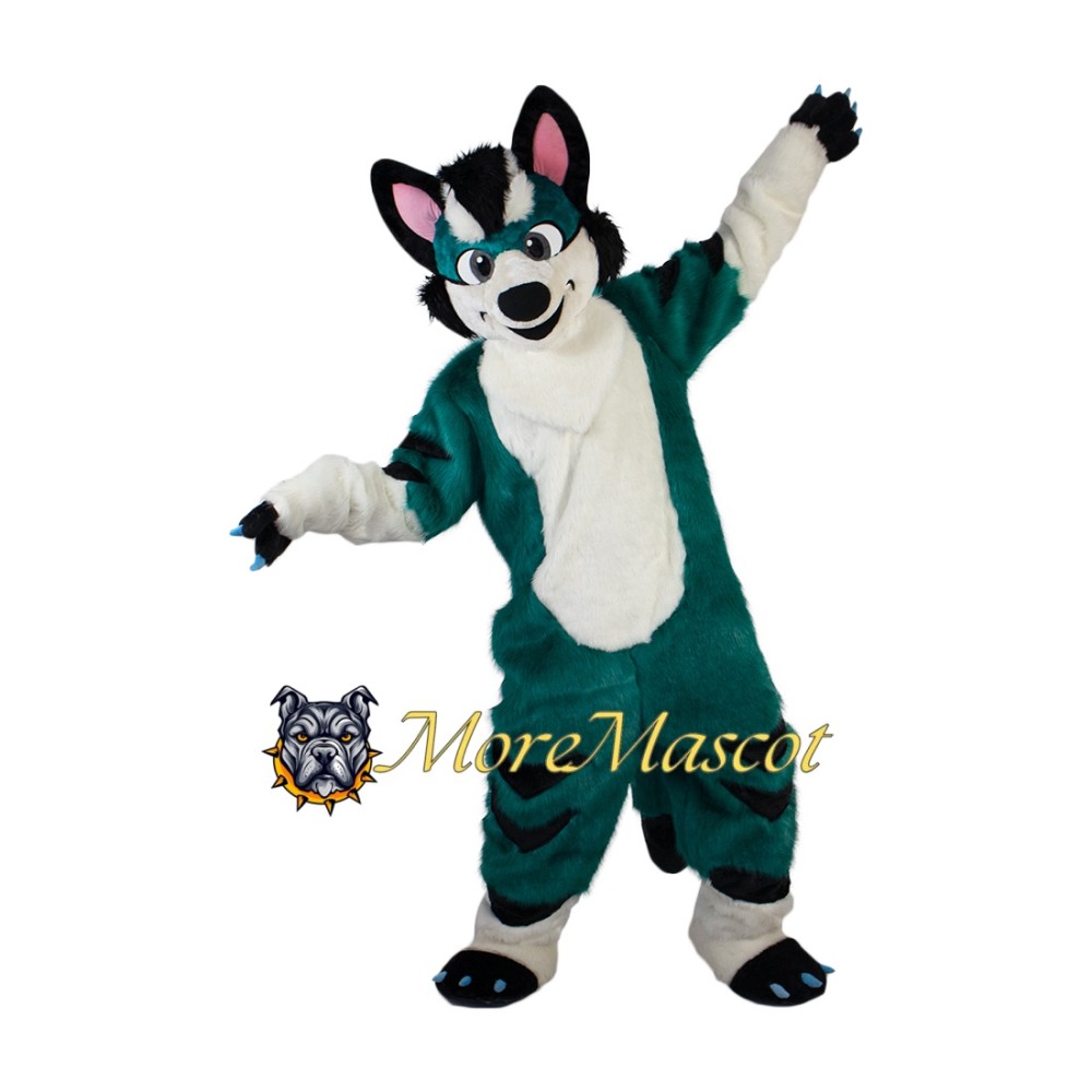 Green & White Fox Dog Mascot Costume