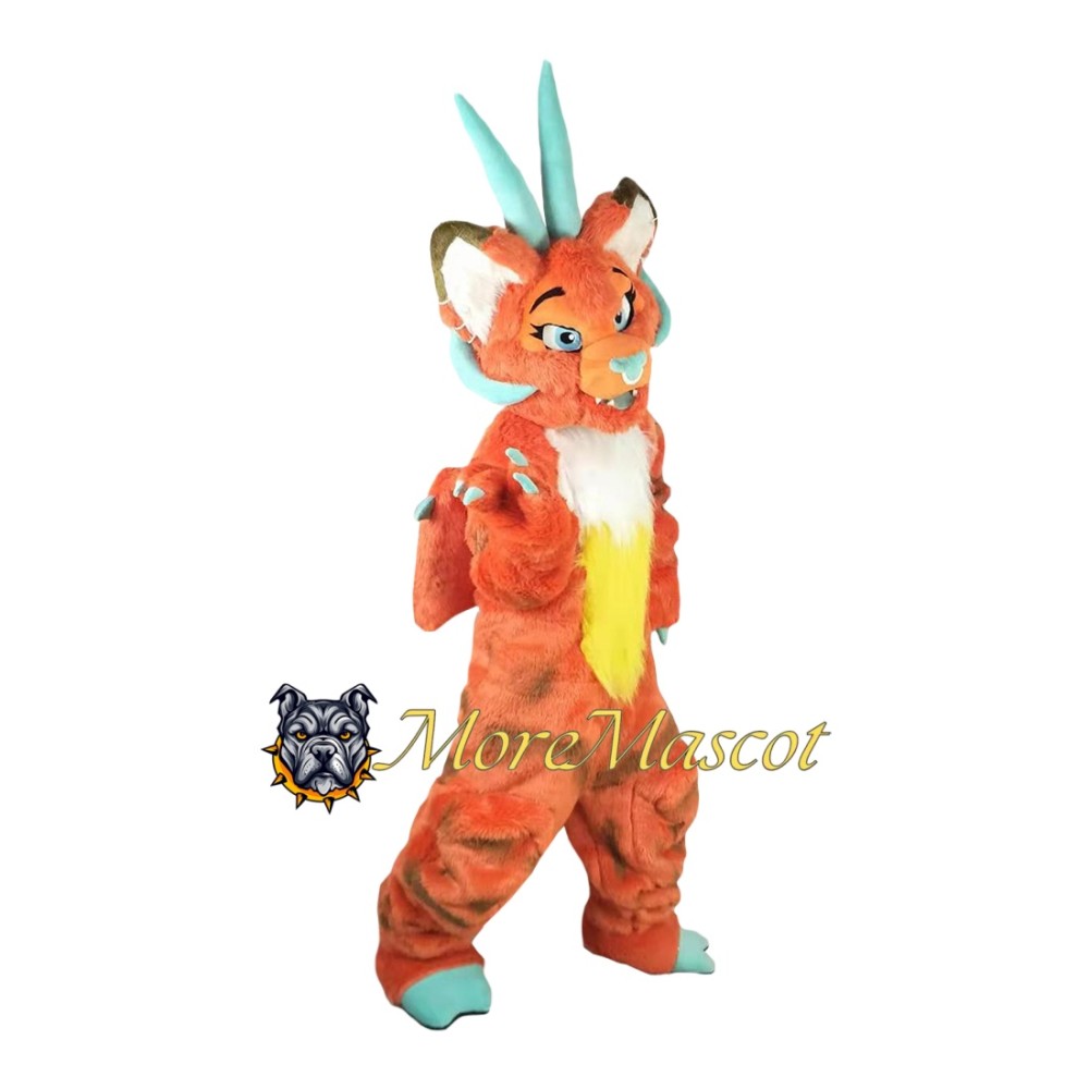 Orange Dragon Mascot Costume