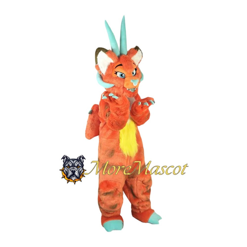 Orange Dragon Mascot Costume