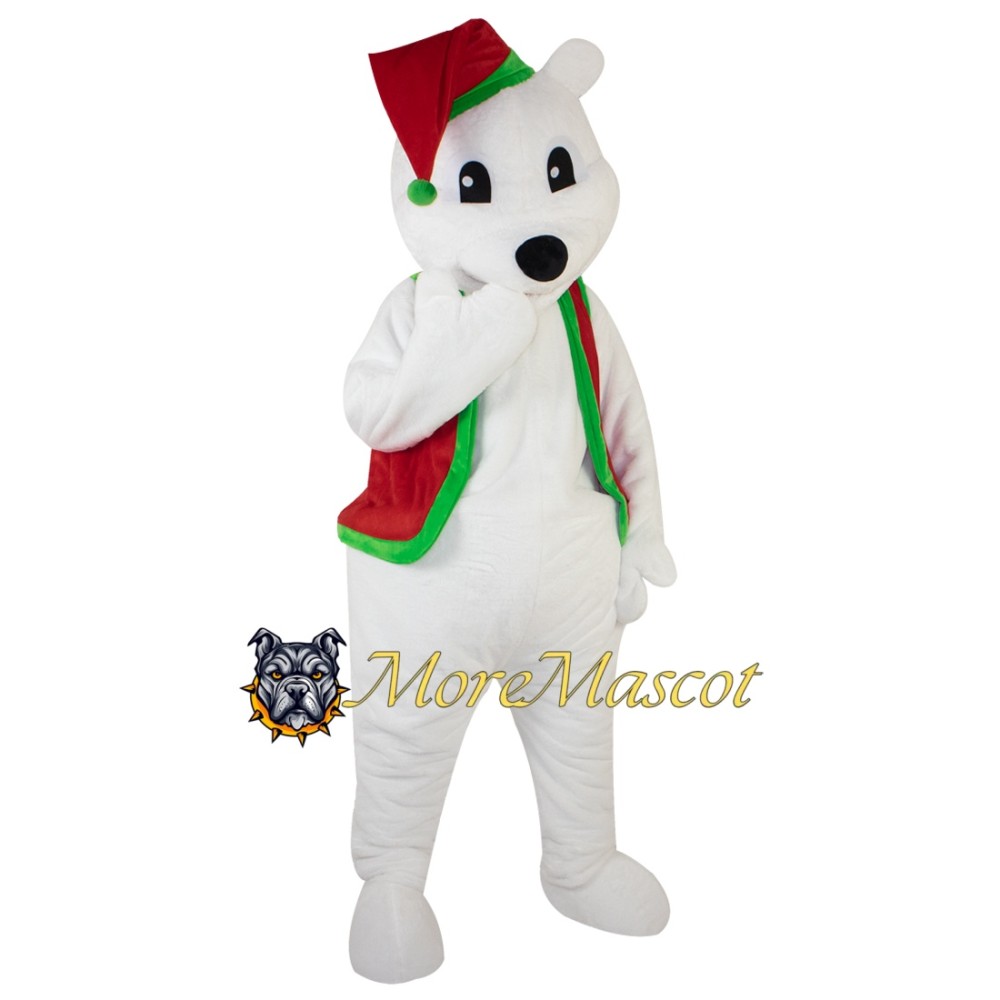 Cute Christmas Polar Bear Mascot Costume
