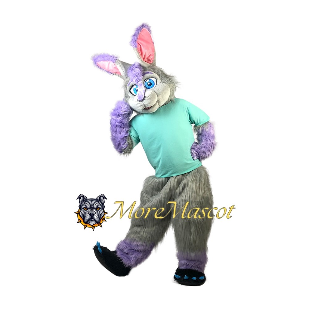 Purple & Gray Rabbit Mascot Costume