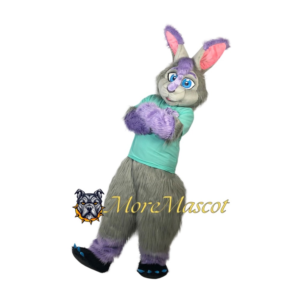 Purple & Gray Rabbit Mascot Costume