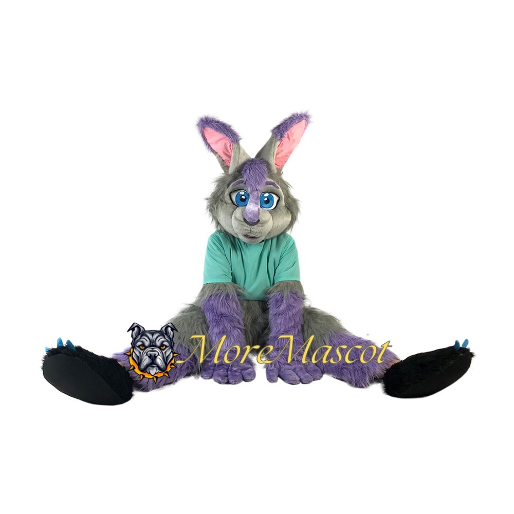 Purple & Gray Rabbit Mascot Costume