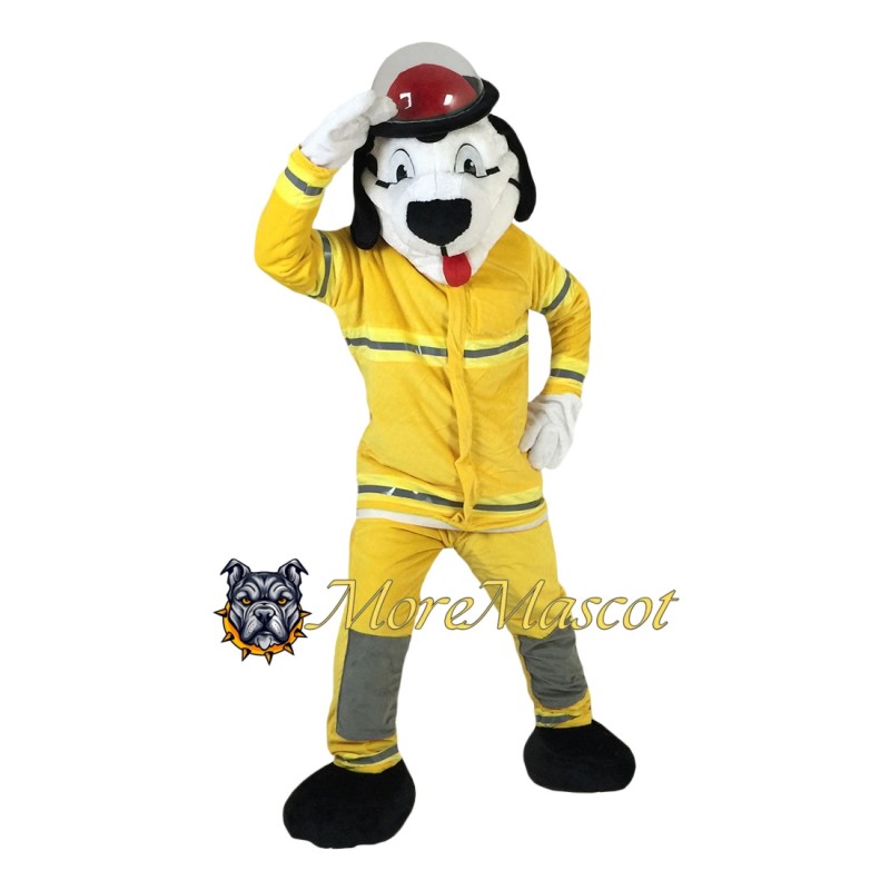 White Fire Dog Mascot Costume