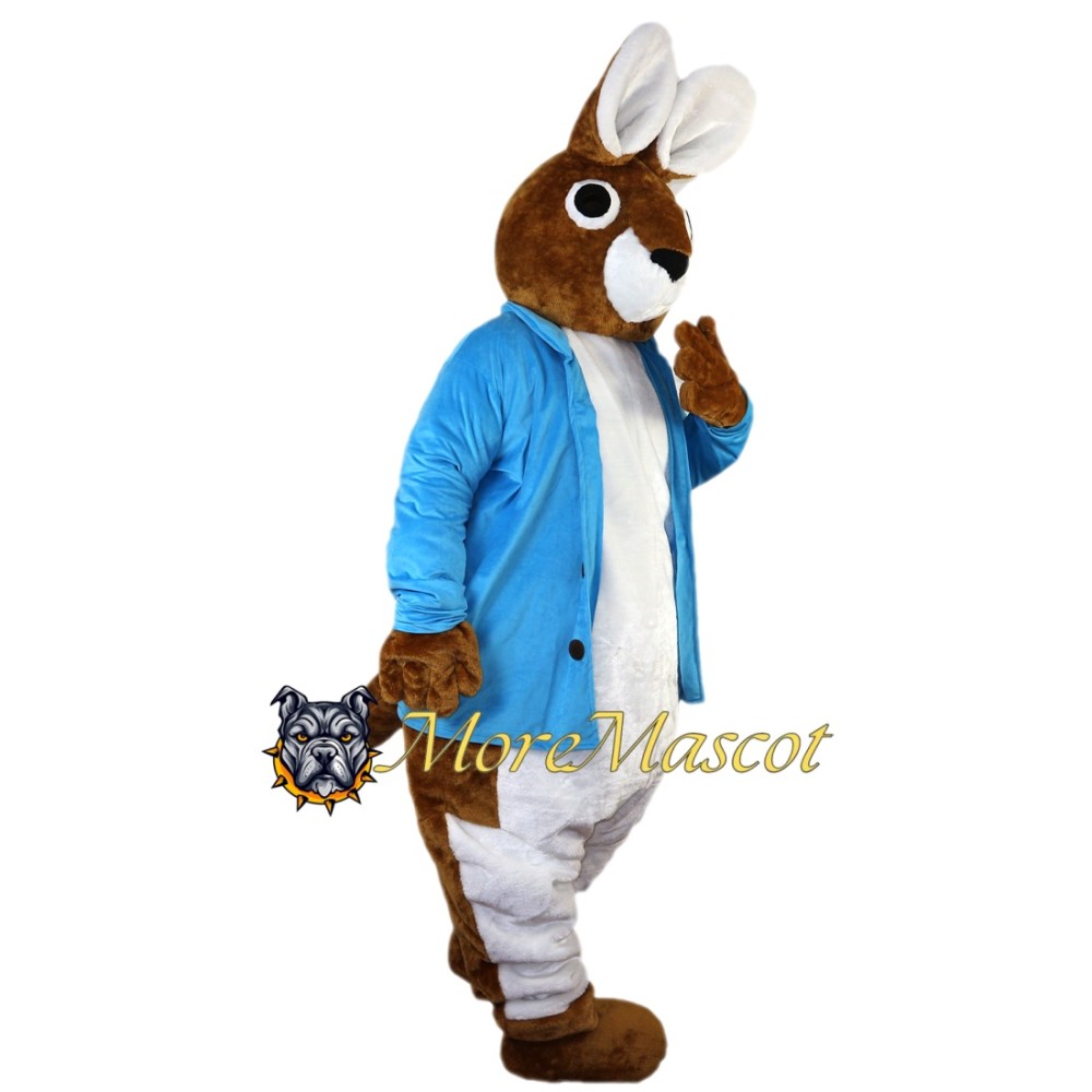 Cute Blue Suit Bunny Mascot Costume