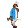 Cute Blue Suit Bunny Mascot Costume